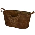 Floristik24 Ovális fémtál fülekkel, szarvas motívummal, rozsdabarna felülettel, 36 cm