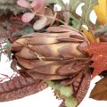 Floristik24 Ajtókoszorú Protea Műkoszorú őszi levelekkel Ø55cm