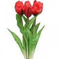 Floristik24 Tulipánpiros művirág tulipán dekoráció Real Touch 38cm-es 7 darabos köteg