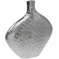Dekoratív váza fém kalapált virágváza ezüst 33x8x36cm