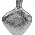 Dekoratív váza fém kalapált virágváza ezüst 24x8x27cm