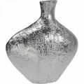 Dekoratív váza fém kalapált virágváza ezüst 24x8x27cm