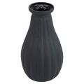 Floristik24 Váza fekete üveg váza hornyok dekoratív váza üveg Ø8cm H14cm