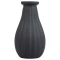 Floristik24 Váza fekete üveg váza hornyok dekoratív váza üveg Ø8cm H14cm