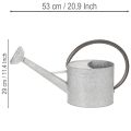 Vintage fém öntözőkanna, ezüstszürke, stílusos kerti dekoráció, virágváza, H53cm M29cm | Floristik24.hu
