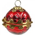 Floristik24 Vintage karácsonyi labda nyitható üveghez piros arany Ø8cm 2db-os készlet
