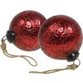 Floristik24 Vintage karácsonyi labdák üveg karácsonyfa golyók piros Ø10cm 2db