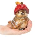 Dekoratív madárfigura piros almakalappal, őszi dekoráció, 13cm | Floristik24.hu