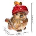 Dekoratív madárfigura piros almakalappal, őszi dekoráció, 13cm | Floristik24.hu