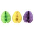 Floristik24 Méhsejt tojás húsvéti papír álló zöld sárga lila 20cm 3db