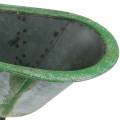 Floristik24 Dekoratív kád fém használt ezüst, zöld 44,5 cm x 18,5 cm x 15,3 cm