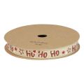 Floristik24 Karácsonyi szalag &quot;Ho Ho Ho&quot; ajándék szalag bézs 15mm 15m