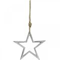 Floristik24 Karácsonyi dekoráció csillag, adventi dekoráció, csillag medál ezüst sz15,5cm