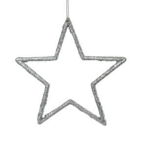 Floristik24 Karácsonyi dekoráció csillag medál ezüst csillám 12cm 12db