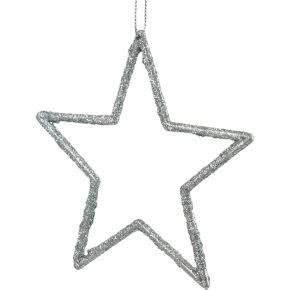 Floristik24 Karácsonyi dekoráció csillag medál ezüst csillám 12cm 12db