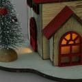 Floristik24 Karácsonyi ház LED világítással natúr, vörös fa 20 × 15 × 15 cm