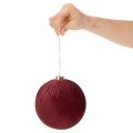 Karácsonyi gömbdísz, vörös bársony hatású, akasztásra, 15 cm, 3 darab | Floristik24.hu