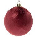 Floristik24 Nagy, piros bársonyhatású karácsonyfadísz, 20 cm, 3 darab