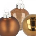 Floristik24 Karácsonyi labdák, fadísz keverék, mini karácsonyfa golyók barna H4,5cm Ø4cm valódi üveg 24db