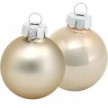 Floristik24 Fadísz keverék, karácsonyi labdák, mini fa medálok arany / barna / gyöngyház / bézs H4,5cm Ø4cm valódi üveg 24db