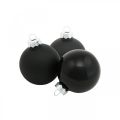 Floristik24 Mini karácsonyfa labdák, fadísz keverék, karácsonyi golyók fekete H4,5cm Ø4cm valódi üveg 24db
