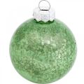 Floristik24 Karácsonyi bál, karácsonyfadíszek, üveggolyó zöld márványozott H6,5cm Ø6cm valódi üveg 24db