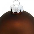 Floristik24 Karácsonyfa golyó, fadíszek, karácsonyi labdák barna H6,5cm Ø6cm valódi üveg 24db