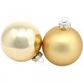 Floristik24 Fagolyó, karácsonyfadíszek, karácsonyi golyó arany H8,5cm Ø7,5cm valódi üveg 12db