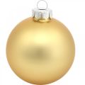 Floristik24 Fagolyó, karácsonyfadíszek, karácsonyi golyó arany H8,5cm Ø7,5cm valódi üveg 12db