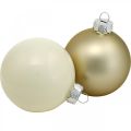 Floristik24 Karácsonyi labda, karácsonyfadíszek, üveggolyó fehér / gyöngyház H6,5cm Ø6cm valódi üveg 24db