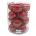 Floristik24 Karácsonyfadíszek, fa medálok, karácsonyi labdák piros márvány H8,5cm Ø7,5cm valódi üveg 14db
