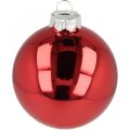Floristik24 Karácsonyfa golyó, fadíszek, karácsonyi golyó piros H8,5cm Ø7,5cm valódi üveg 12db