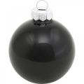 Floristik24 Mini karácsonyfa labdák, fadísz keverék, karácsonyi golyók fekete H4,5cm Ø4cm valódi üveg 24db