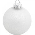 Floristik24 Fa medál, hógömb, karácsonyfadíszek, téli dekoráció fehér H4,5cm Ø4cm valódi üveg 24db