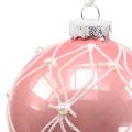 Floristik24 Gyöngyös karácsonyi labdák rózsaszín Ø8cm 3db