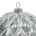 Floristik24 Gyémánt mintás karácsonyi labdák ezüst matt, fényes Ø8cm 2db