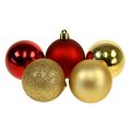 Floristik24 Karácsonyi labdák arany, piros mix műanyag Ø6cm 30db