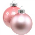 Floristik24 Karácsonyi golyók üveg rózsaszín krémszínű üveggolyók Ø6cm 28db