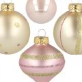 Floristik24 Karácsonyi labdák üveg rózsaszín sárga válogatva Ø4,5-7cm 20db