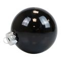 Floristik24 Karácsonyi labdák üveg fekete fa golyók fényes Ø7,5cm 12 db