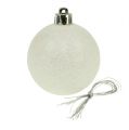 Floristik24 Karácsonyi labdák műanyag fehér-gyöngyház Ø6cm 10db