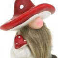 Floristik24 Deco manó kerámia gombás kalap asztaldísz piros, fehér H10,5cm 3db
