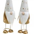 Floristik24 Gnome dekorációs figura karácsonyi fehér, arany 6,5cm H28cm 2db