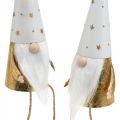 Floristik24 Gnome karácsonyi deco figura fehér, arany Ø6,5cm H22cm 2db