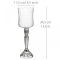 Floristik24 Lámpás üveg gyertyaüveg antik megjelenés tiszta, ezüst Ø11,5cm H34,5cm