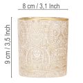 Üveg mécsestartó paisley mintával, Ø8cm, M9cm, 2 darab | Floristik24.hu