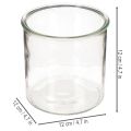 Üveg mécsestartó, kerek, átlátszó üveg, sokoldalú, 12 cm, 2 darab | Floristik24.hu