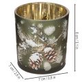 Üveg mécsestartó téli fenyőággal, 8cm, 2 darab | Floristik24.hu