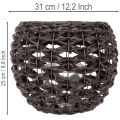 Fonott mécsestartó, fekete és barna, nyári dekoráció, Ø31cm M25cm | Floristik24.hu