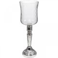 Floristik24 Lámpás üveg gyertyaüveg antik megjelenés tiszta, ezüst Ø11,5cm H34,5cm